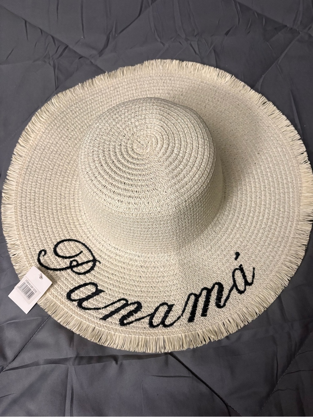 Wide Brim Straw Sun Hat with “PANAMA” Script